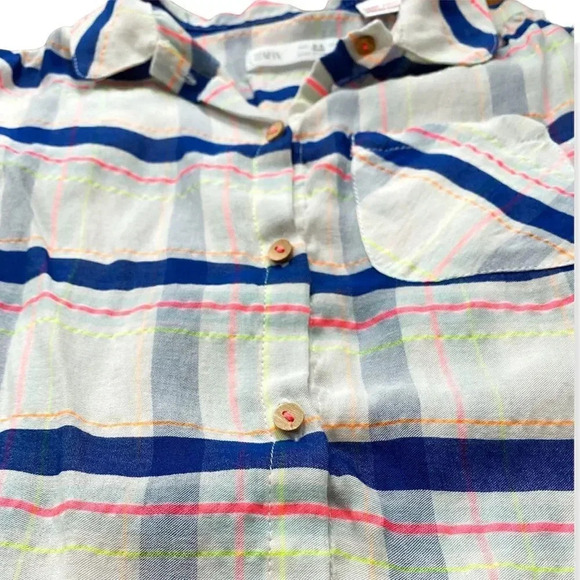 Zara | Neon Plaid Button Down Shirt (2-3 yrs) - Picture 2 of 4